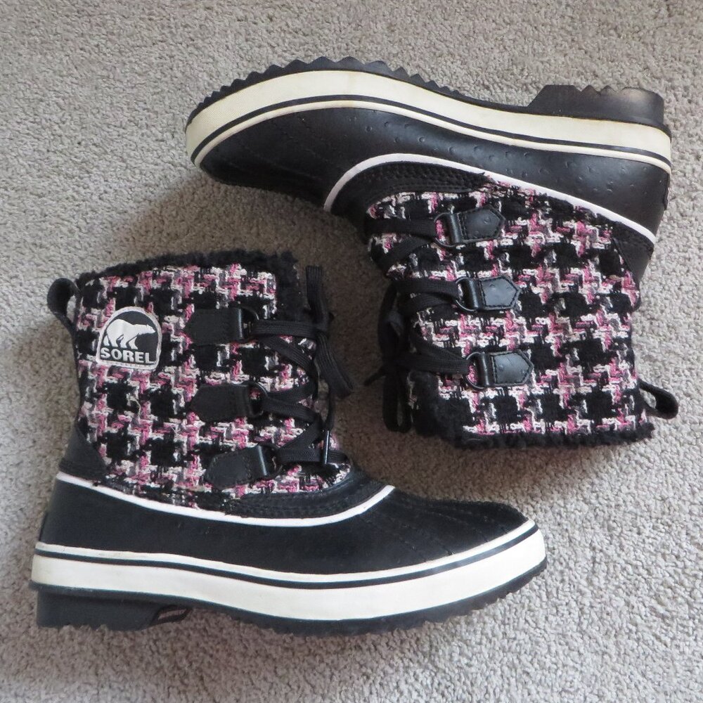 Sorel Tivoli Womens Winter Boots Size 8 Black/Pink Multi-color #NL1634-673